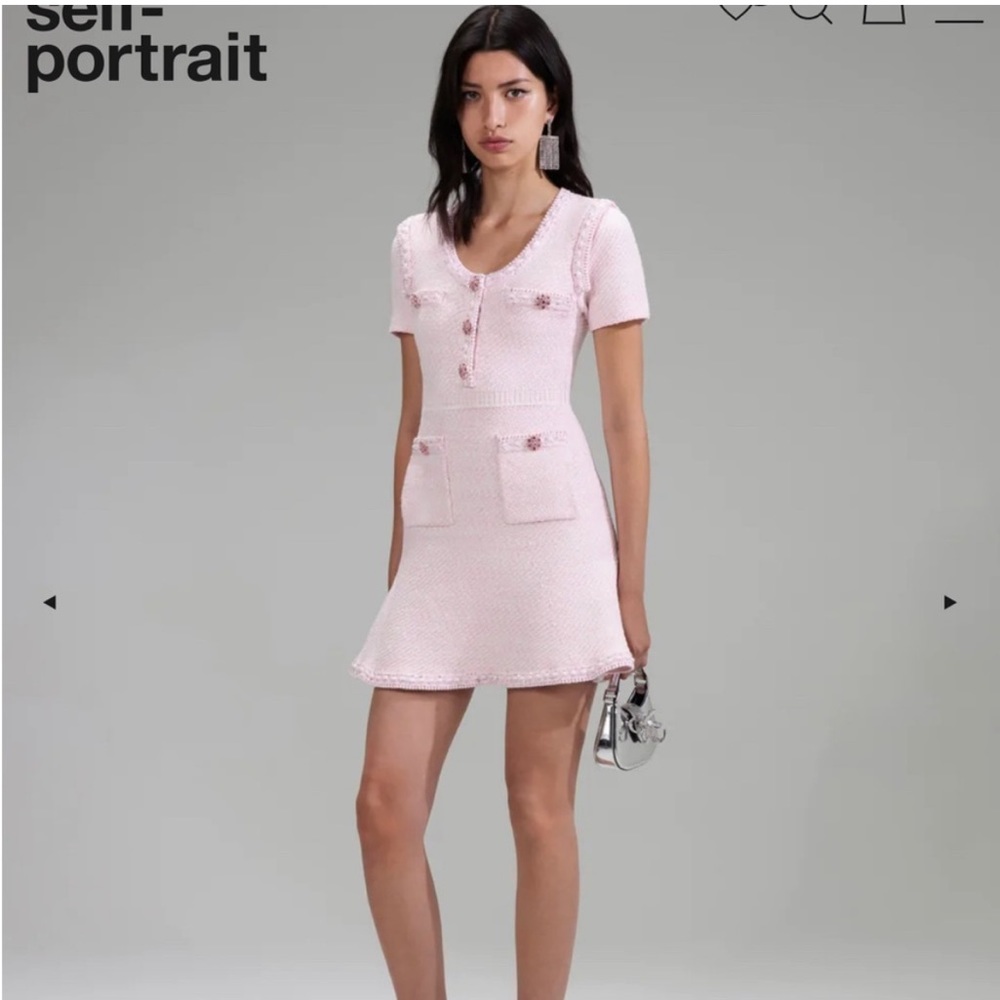 Self Portrait Pink Knit Mini Dress Size Small            Season Winter ‘22